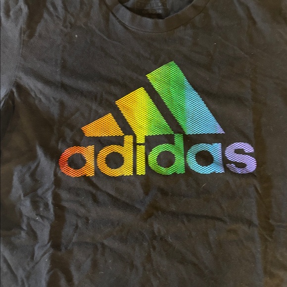 Adidas Black Tee with Multicolor Logo - Picture 2 of 7